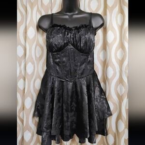 Gothic Jacquard Tiered Mini Romper